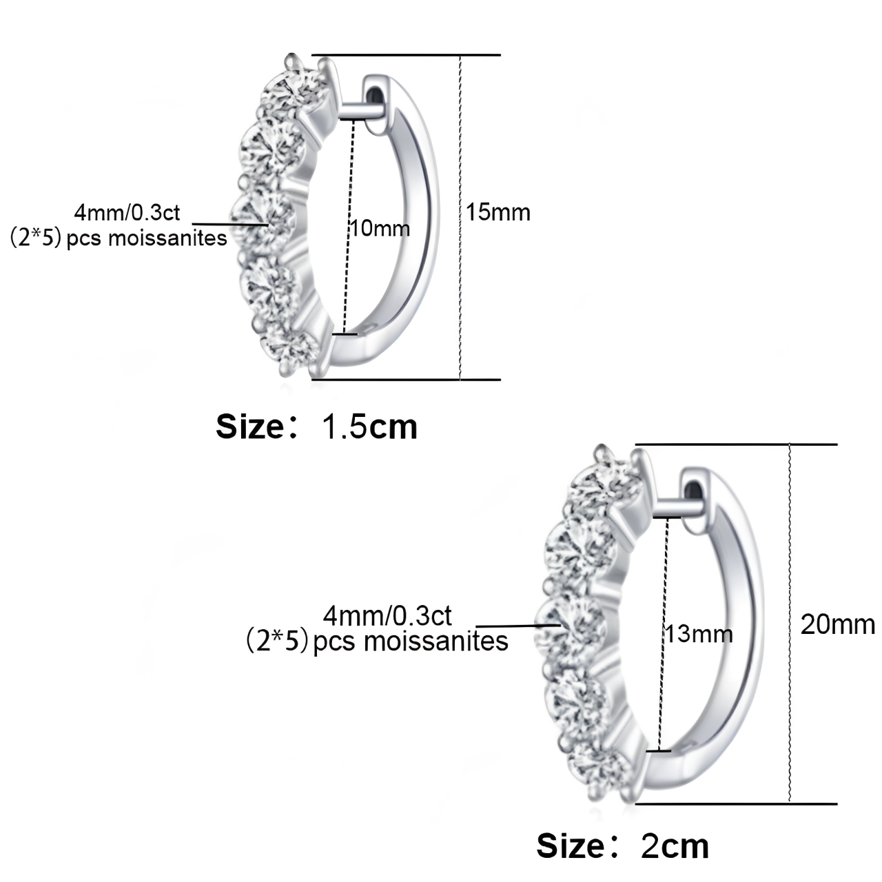 Boucles D'oreilles Créole Moissanite D Color VVS1 - Gaia