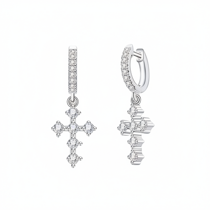 Boucles D'oreilles Croix Moissanite D Color VVS1 - Harmonie