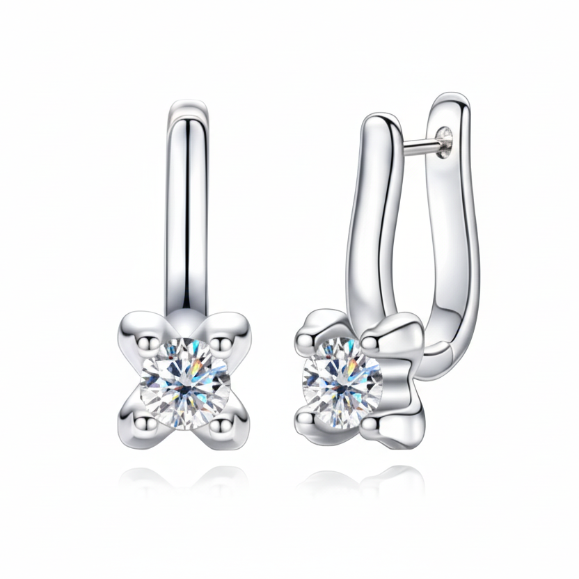 Boucles D'oreilles Dormeuse Moissanite D Color VVS1 - Prune