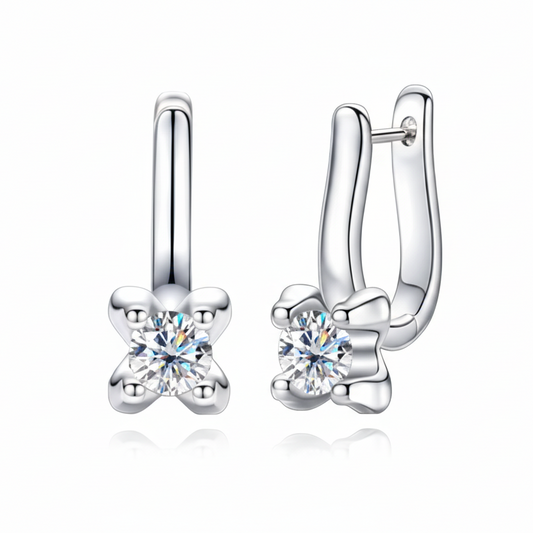 Boucles D'oreilles Dormeuse Moissanite D Color VVS1 - Prune
