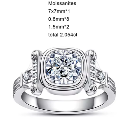 Bague Mariage Homme Moissanite D Color VVS1 - Pierre