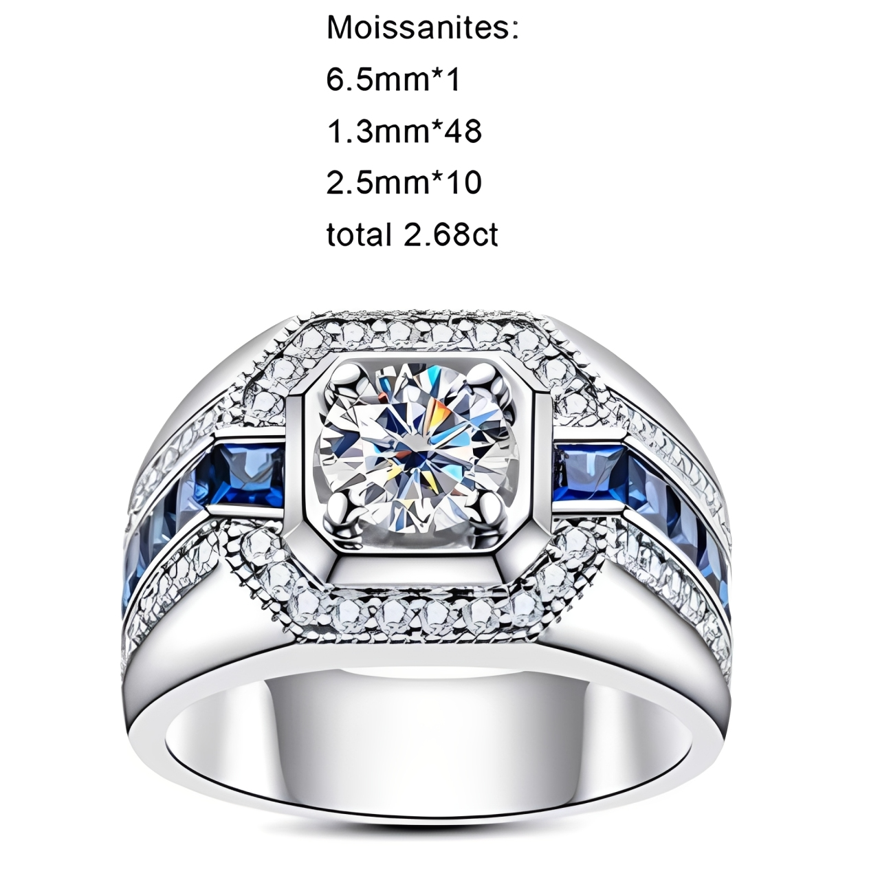 Bague Mariage Homme Moissanite D Color VVS1 - Julien