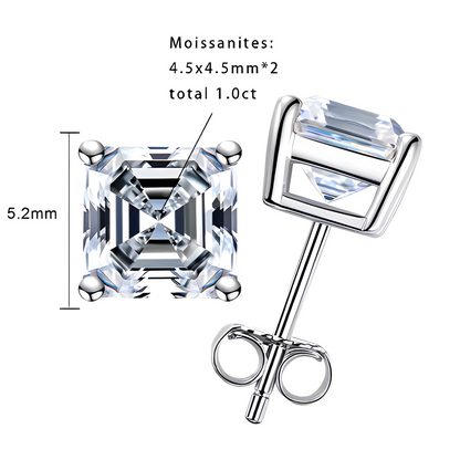 Boucles D'oreilles Asscher Moissanite D Color VVS1 - Neva