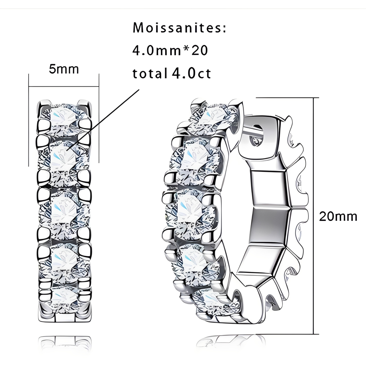 Boucles D'oreilles Créole Moissanite D Color VVS1 - Elle