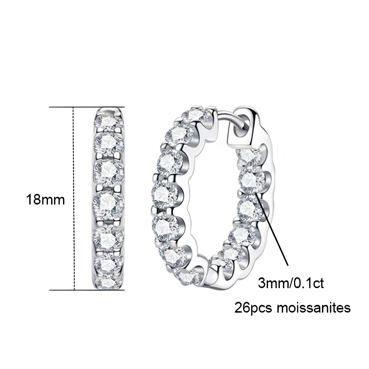 Boucles D'oreilles Créole Moissanite D Color VVS1 - Isa