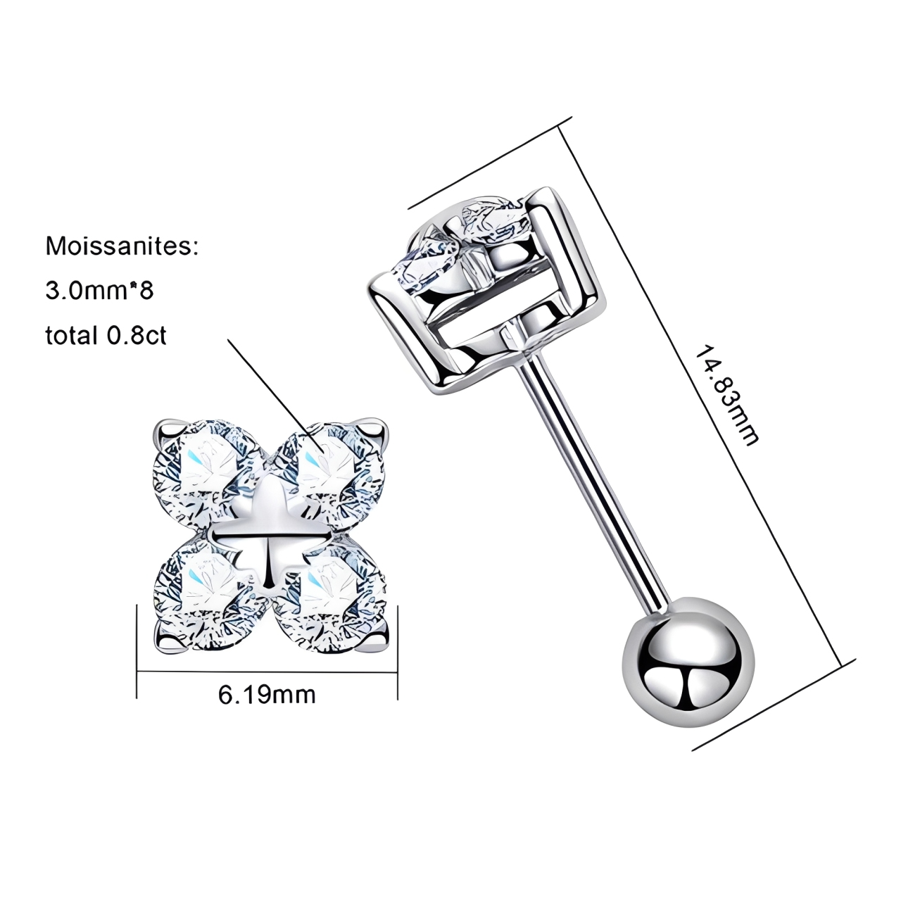 Boucles D'oreilles Croix Moissanite D Color VVS1 - Castille