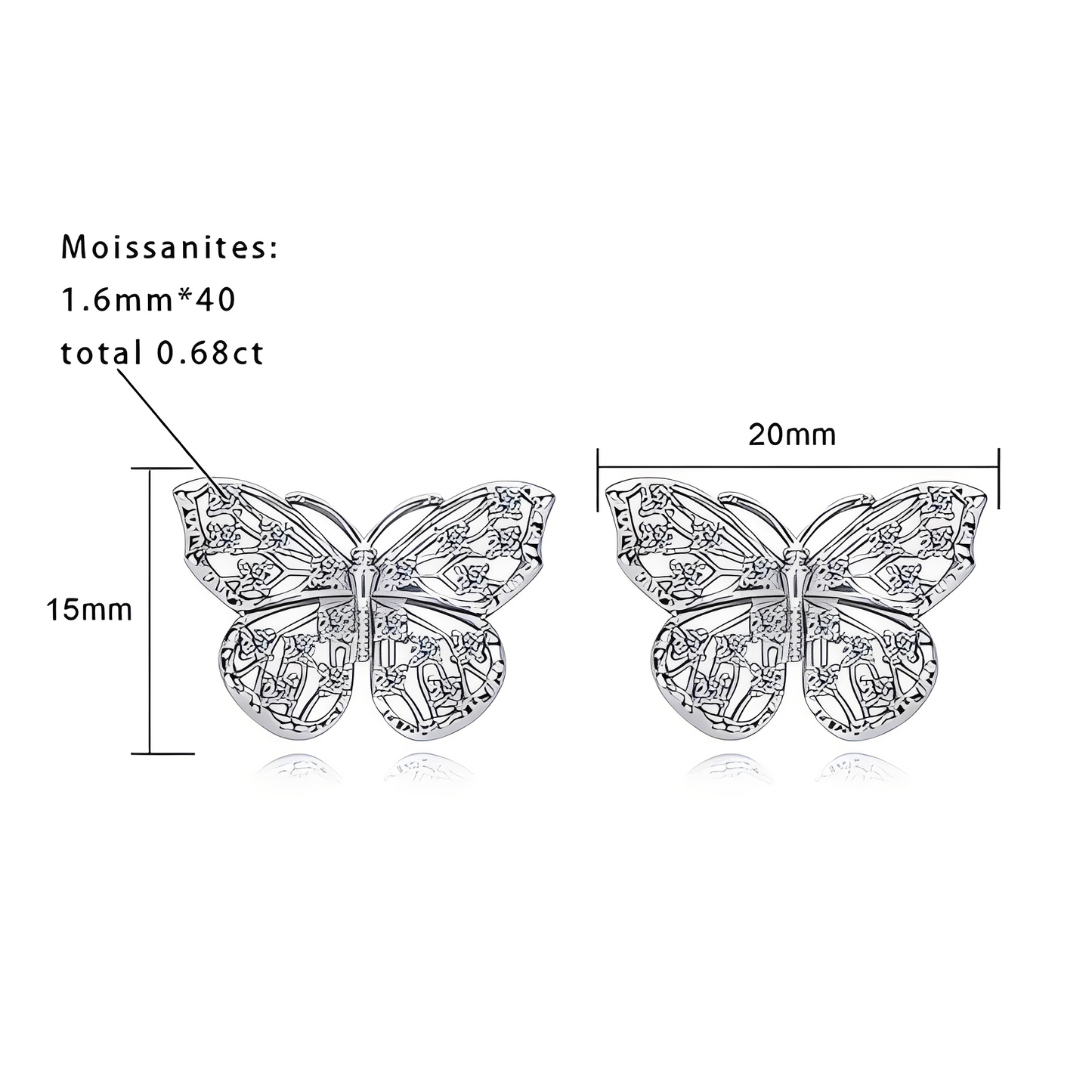 Boucles D'oreilles en Moissanite D Color VVS1 - Papillon
