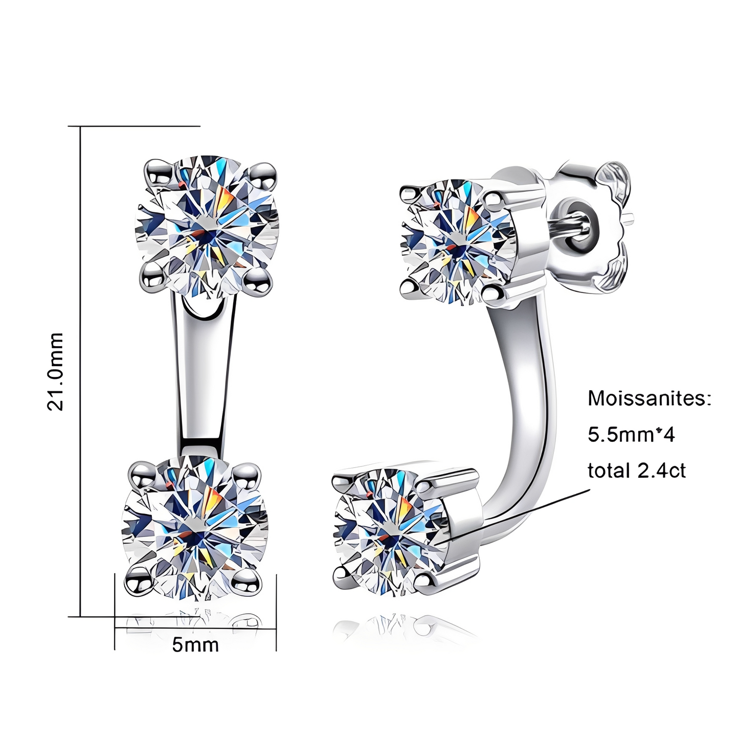 Boucles D'oreilles Femme Moissanite D Color VVS1 - Paloma