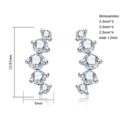 Boucles D'oreilles Grimpantes Moissanite D Color VVS1 - Flora