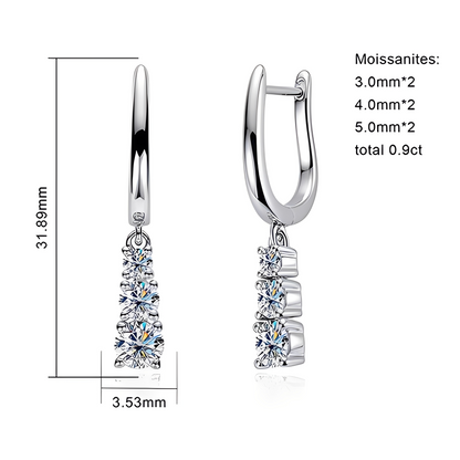 Boucles D'oreilles Pendantes Moissanite D Color VVS1 - Plume