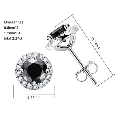Boucles D'oreilles Puces Moissanite D Color VVS1 - Noir