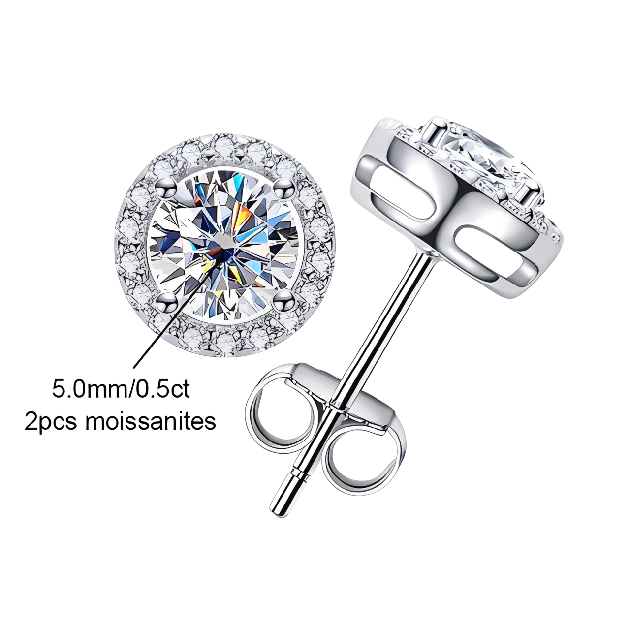 Boucles D'oreilles Puces Moissanite D Color VVS1 - Ysée