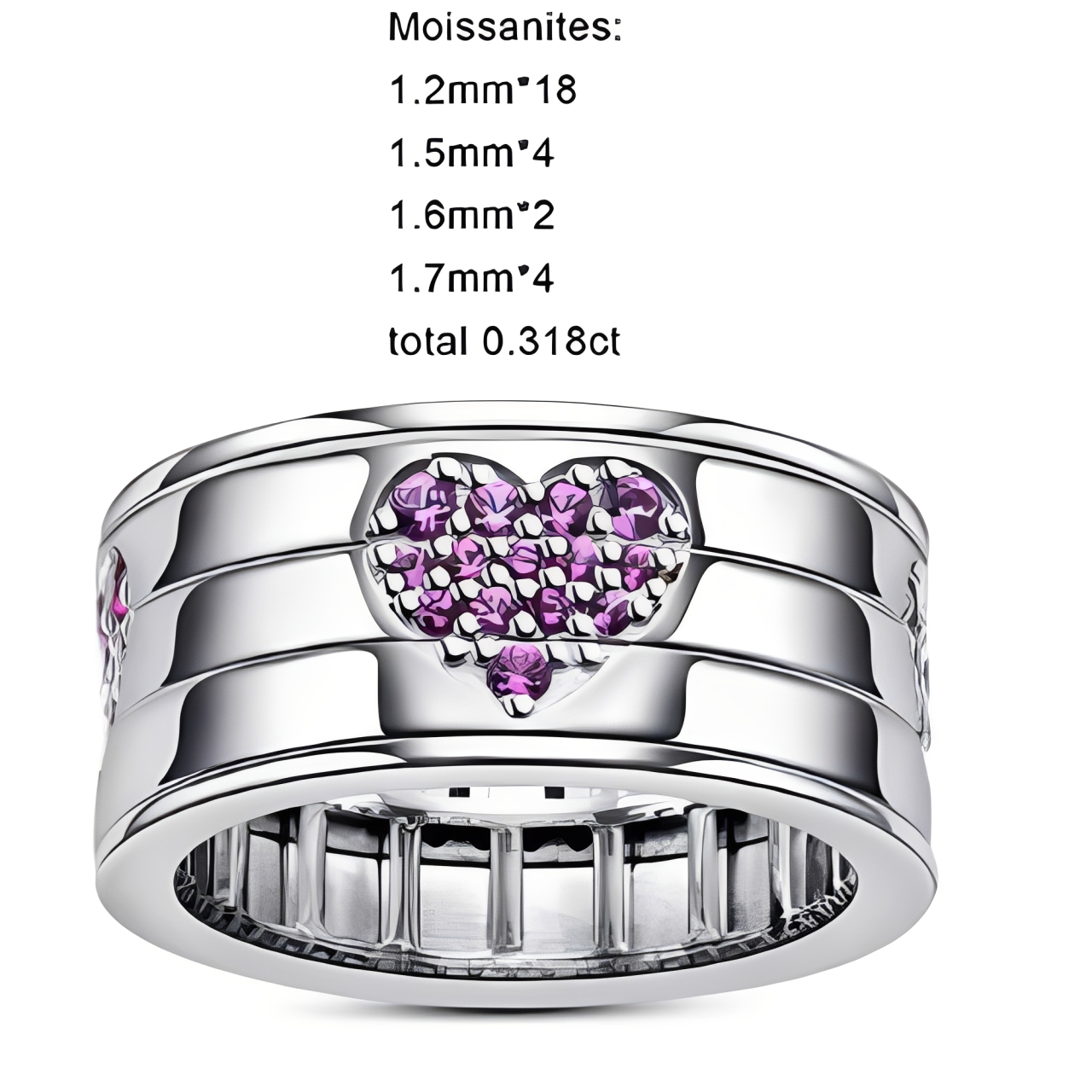 Bague Coeur Moissanite D Color VVS1 - Coeur