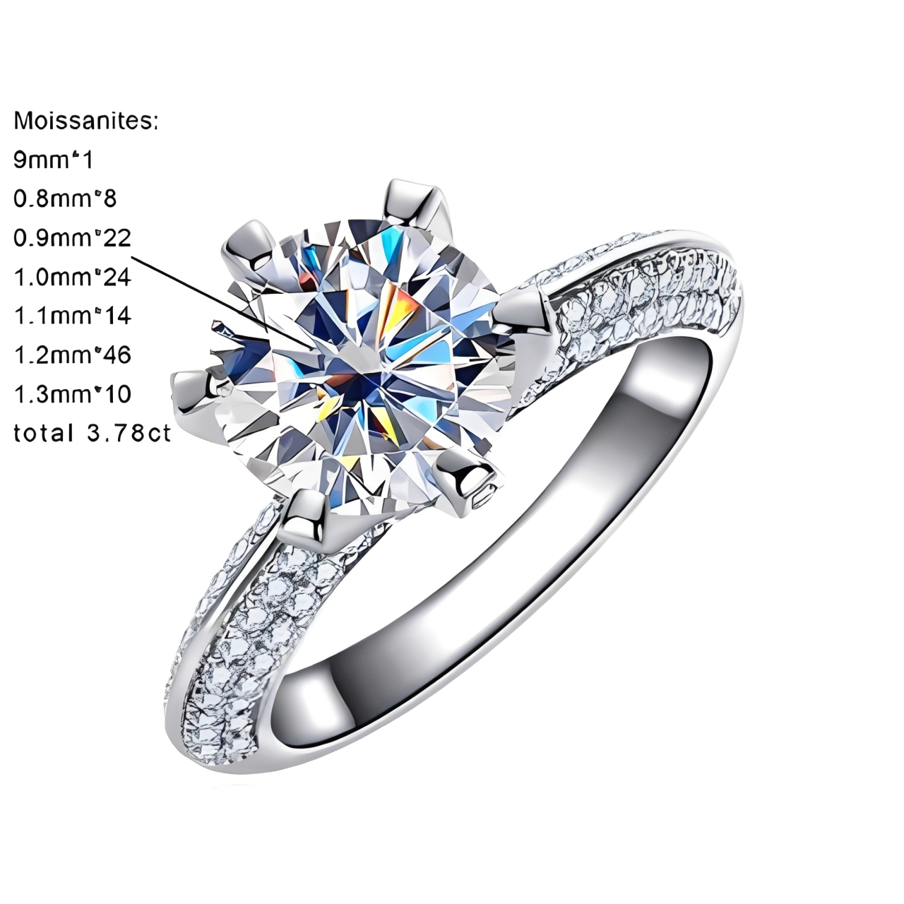 Bague de Fiançailles Moissanite D Color VVS1 - Zoe