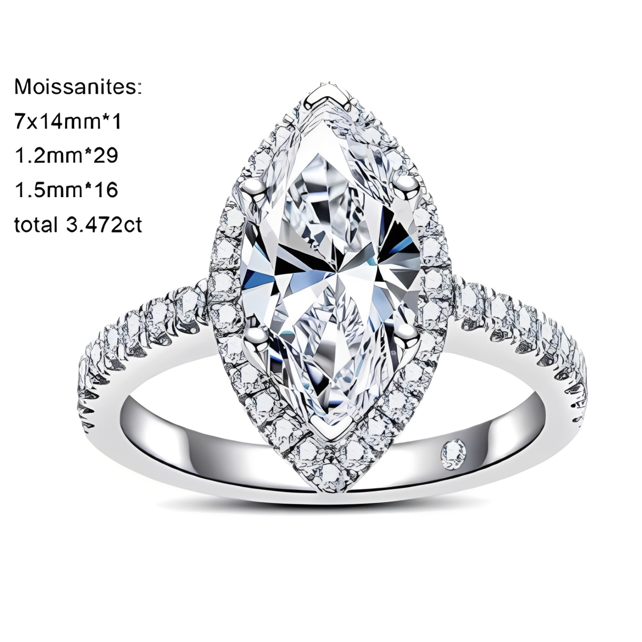 Bague de Fiançailles Femme Moissanite D Color VVS1 - Flore