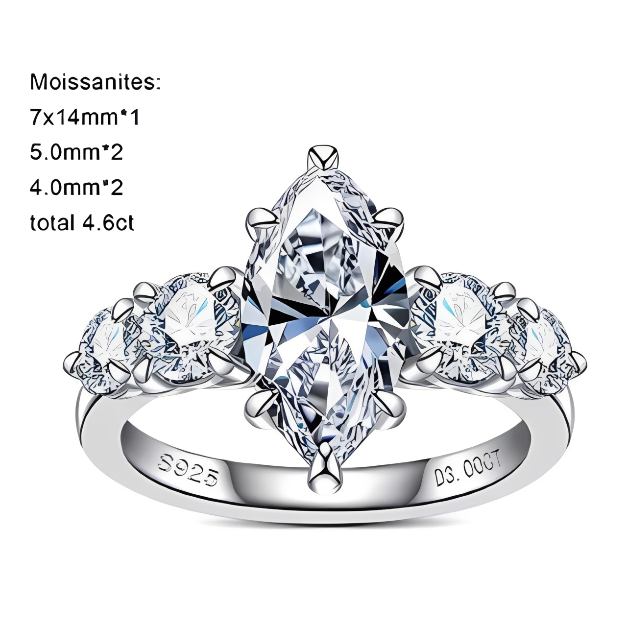 Bague de Fiançailles Femme Moissanite D Color VVS1 - Athéna
