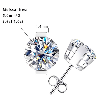 Boucles D'oreilles Puces Moissanite D Color VVS1 - Ambre