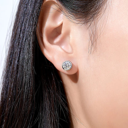 Boucles D'oreilles Ronde Moissanite D Color VVS1 - Brune