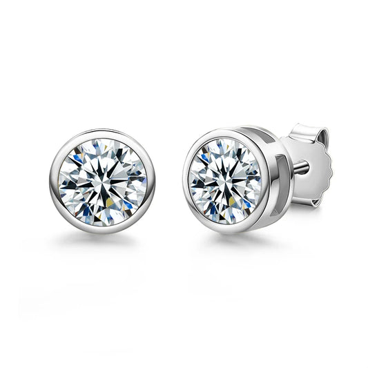 Boucles D'oreilles Ronde Moissanite D Color VVS1 - Brune
