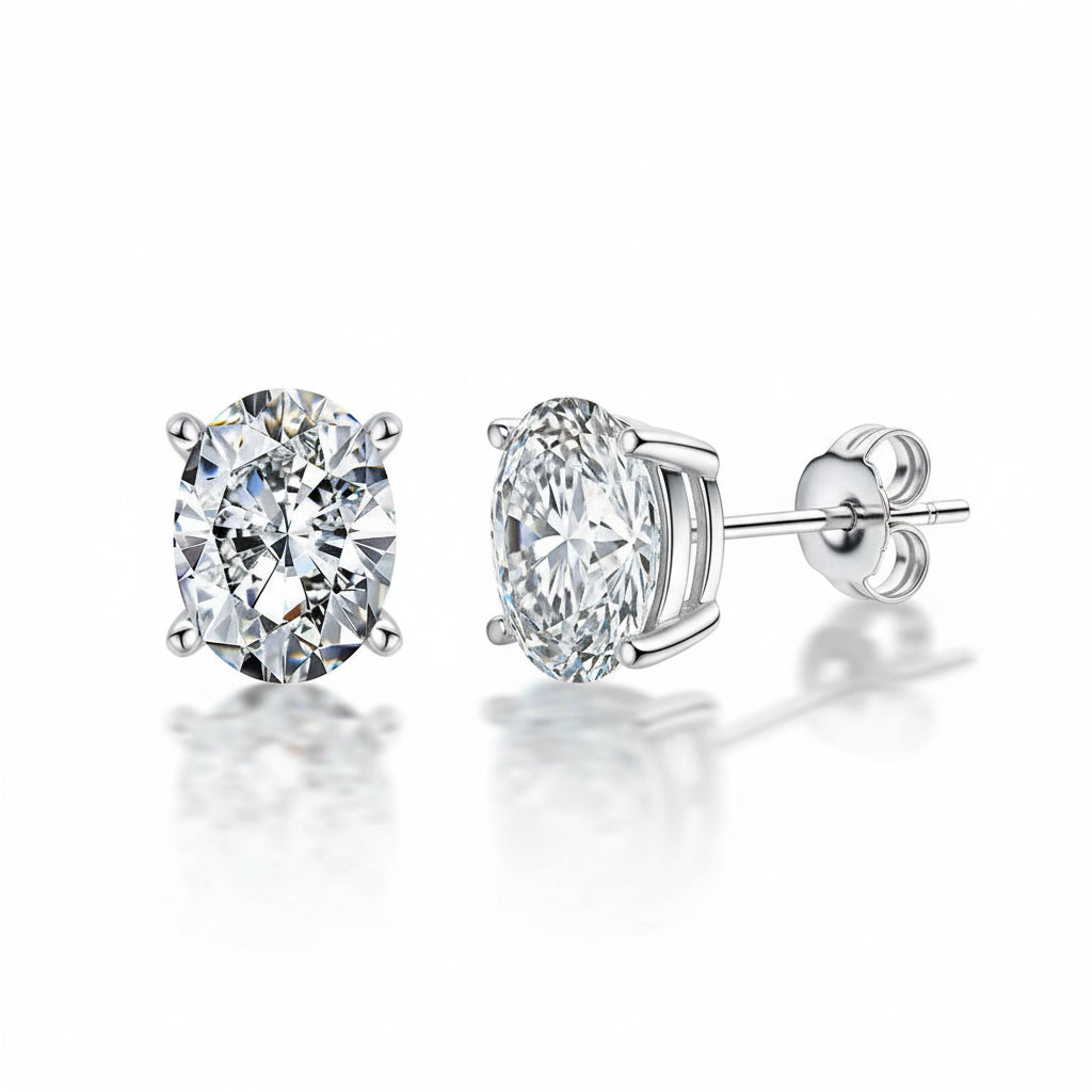 Boucles D'oreilles Ovales Moissanite D Color VVS1 - Luna