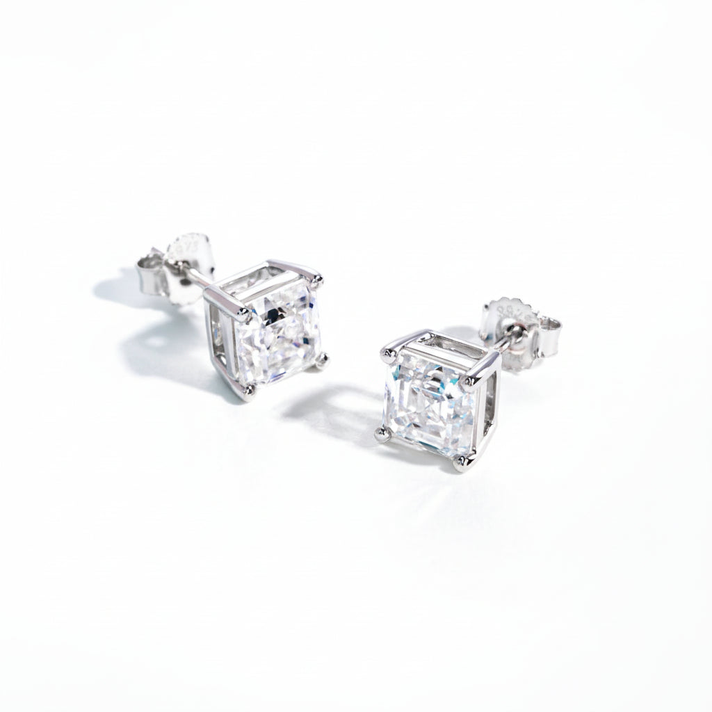 Boucles D'oreilles Asscher Moissanite D Color VVS1 - Neva