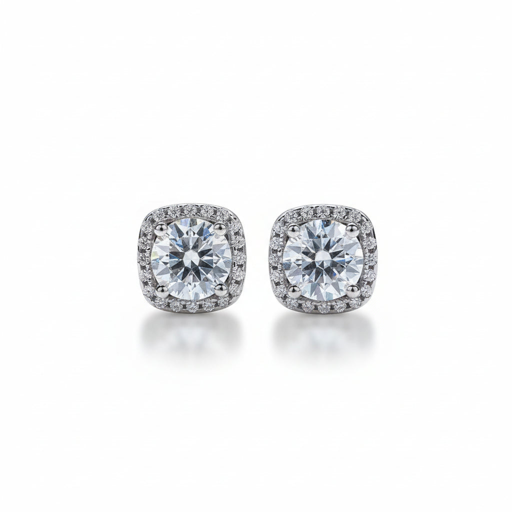 Boucles D'oreilles Clou Moissanite D Color VVS1 - Blue