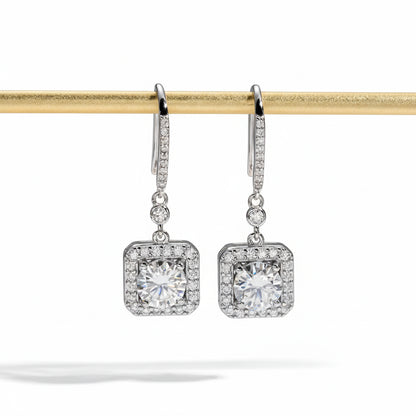 Boucles D'oreilles Pendantes Moissanite D Color VVS1 - Lys