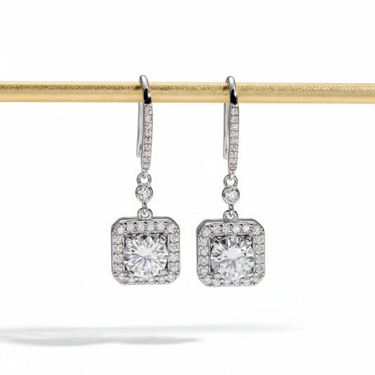 Boucles D'oreilles Pendantes Moissanite D Color VVS1 - Lys