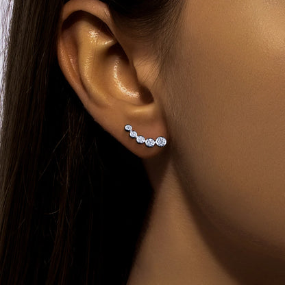 Boucles D'oreilles Grimpante Moissanite D Color VVS1 - Zélie