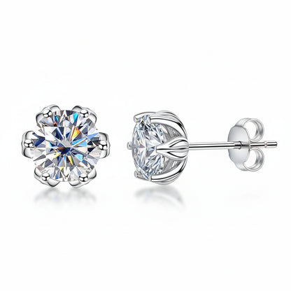 Boucles D'oreilles Moissanite D Color VVS1 ( 6 Griffes ) -  Fleur