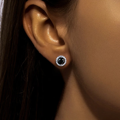 Boucles D'oreilles Puces Moissanite D Color VVS1 - Noir