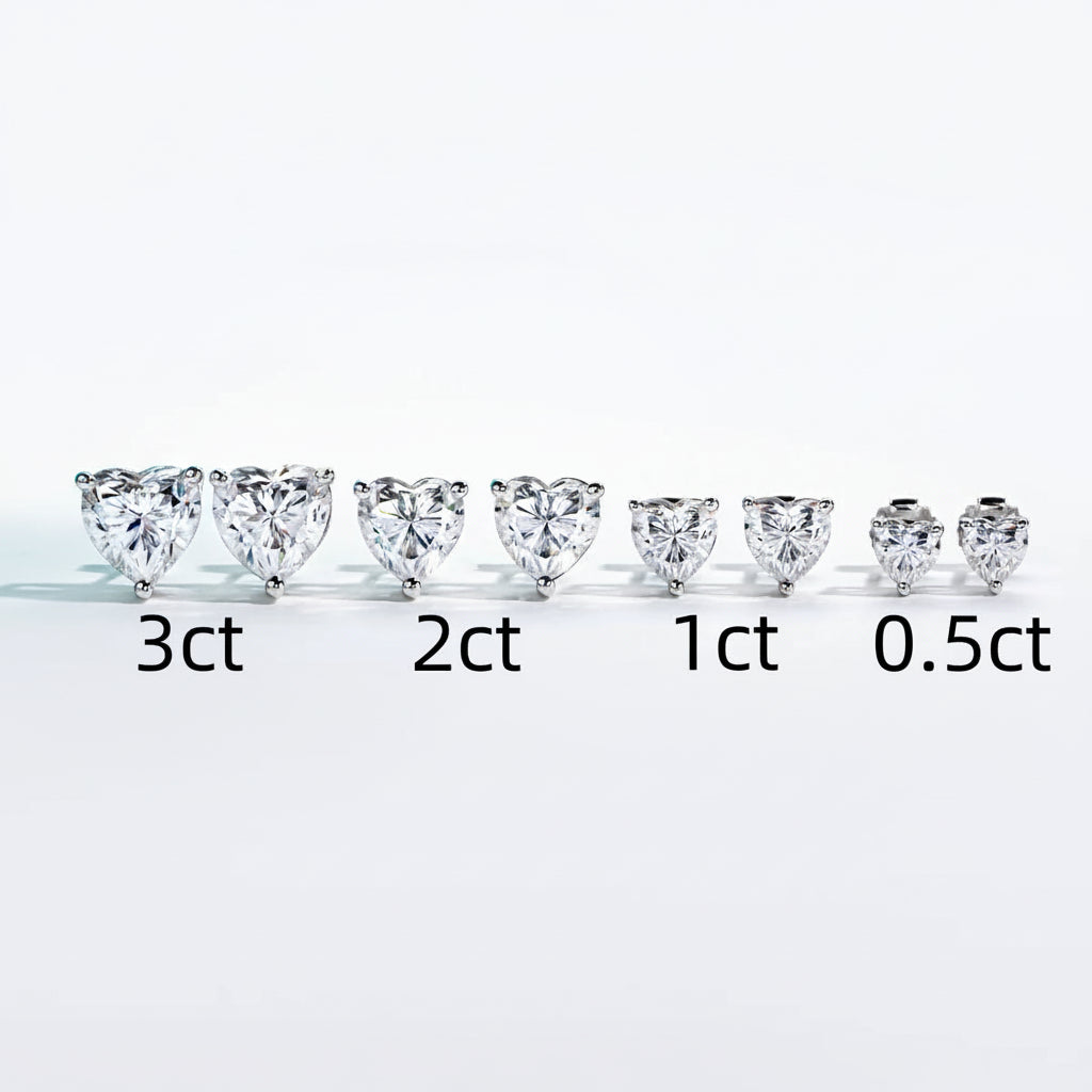 Boucles D'oreilles Coeur Moissanite D Color VVS1 - Isild