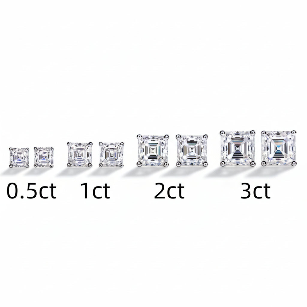 Boucles D'oreilles Asscher Moissanite D Color VVS1 - Neva