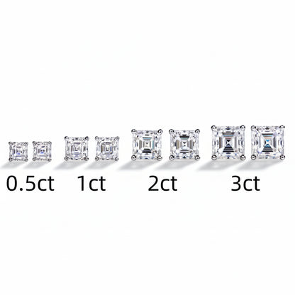 Boucles D'oreilles Asscher Moissanite D Color VVS1 - Neva