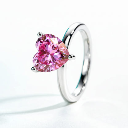 Bague de Fiançailles Moissanite D Color VVS1 - Coeur Rose