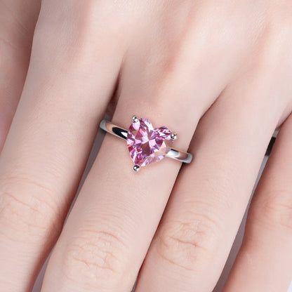 Bague de Fiançailles Moissanite D Color VVS1 - Coeur Rose