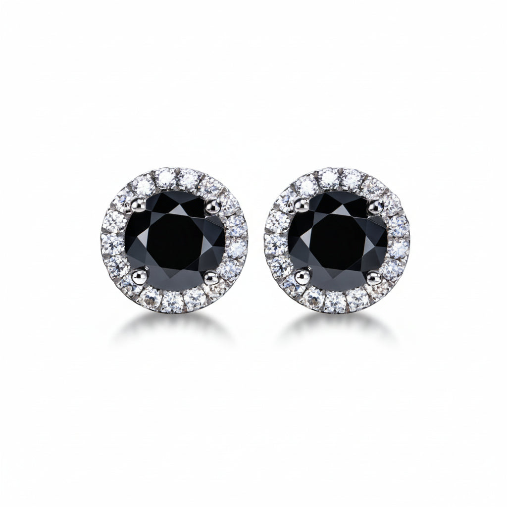 Boucles D'oreilles Puces Moissanite D Color VVS1 - Noir