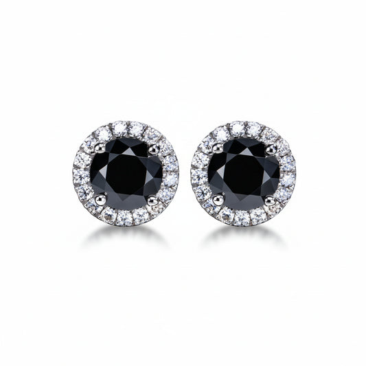 Boucles D'oreilles Puces Moissanite D Color VVS1 - Noir