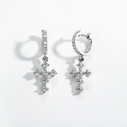 Boucles D'oreilles Croix Moissanite D Color VVS1 - Harmonie