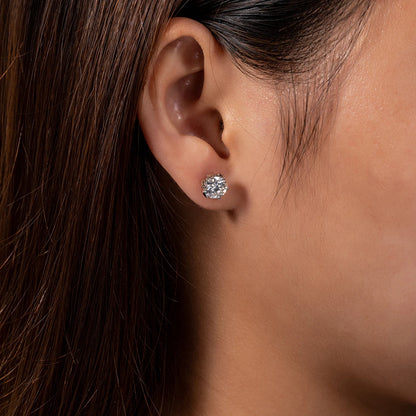Boucles D'oreilles Moissanite D Color VVS1 ( 6 Griffes ) -  Fleur