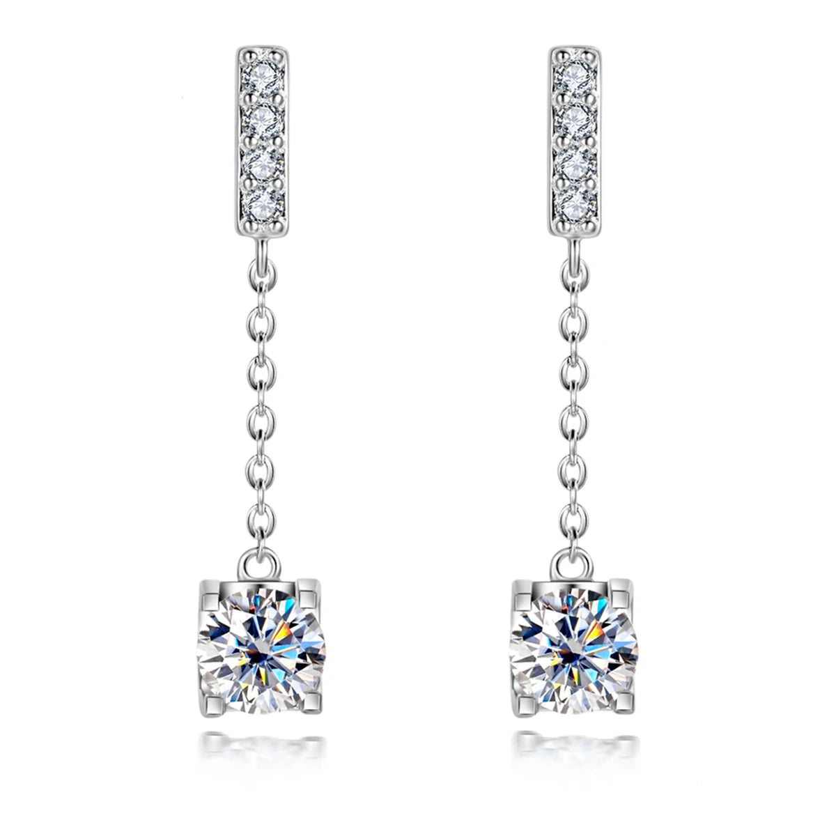 Boucles D'oreilles Pendante Moissanite D Color VVS1 - Sélène