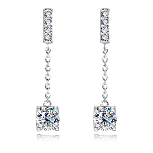 Boucles D'oreilles Pendante Moissanite D Color VVS1 - Sélène
