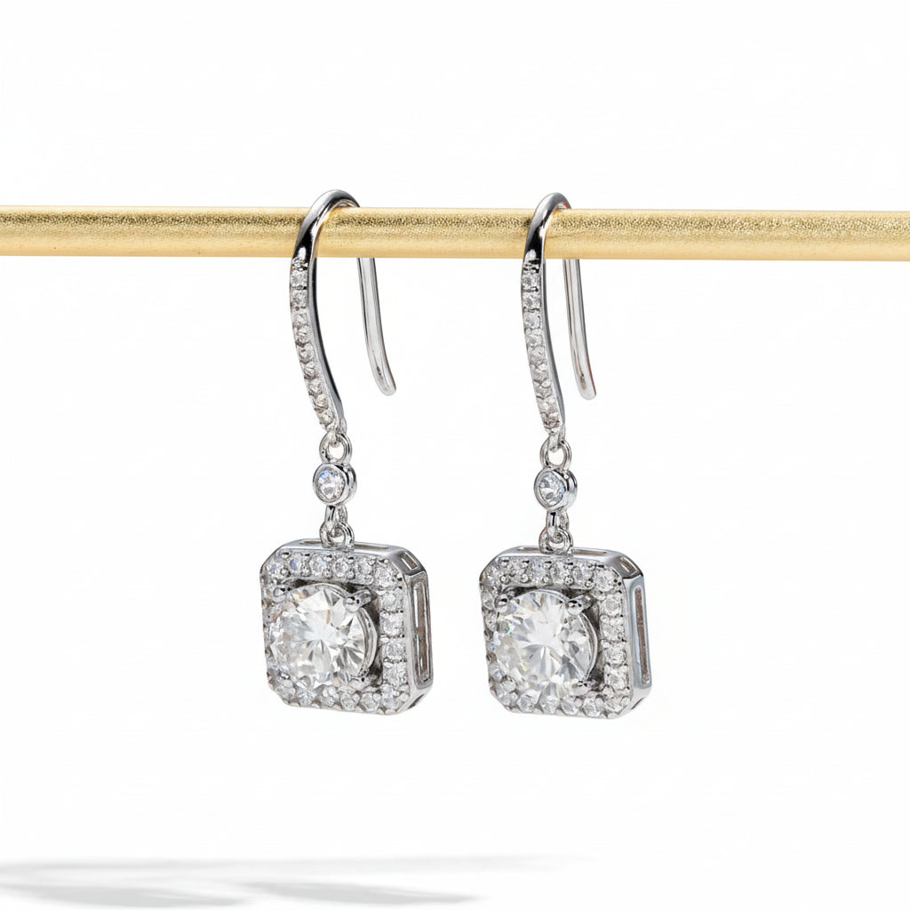 Boucles D'oreilles Pendantes Moissanite D Color VVS1 - Lys