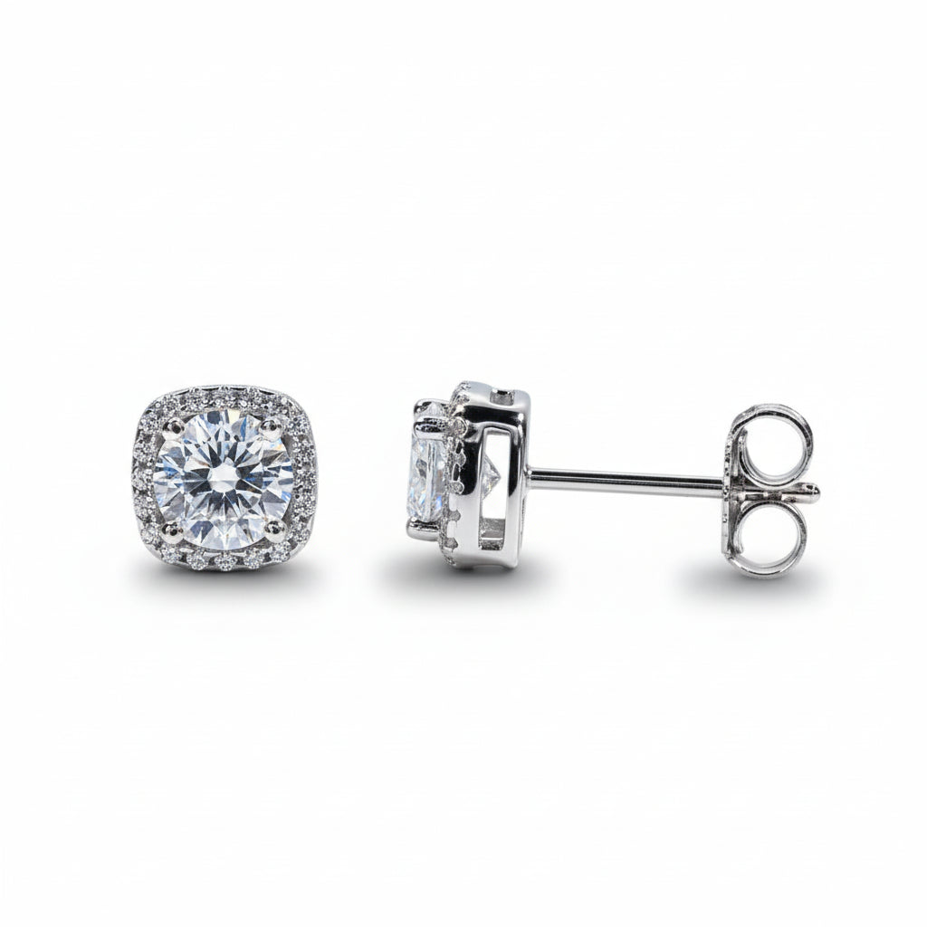 Boucles D'oreilles Clou Moissanite D Color VVS1 - Blue