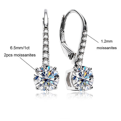 Boucles D'oreilles Pendantes Moissanite D Color VVS1 - Marine