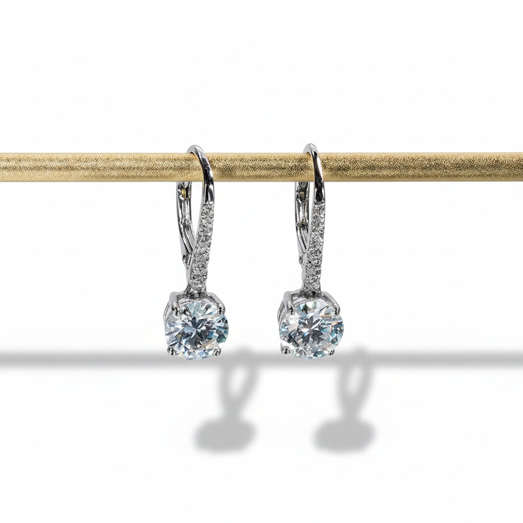 Boucles D'oreilles Pendantes Moissanite D Color VVS1 - Marine
