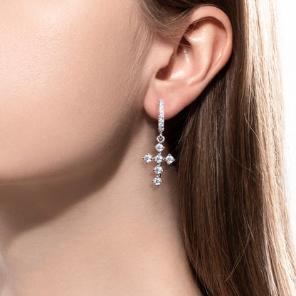 Boucles D'oreilles Croix Moissanite D Color VVS1 - Harmonie