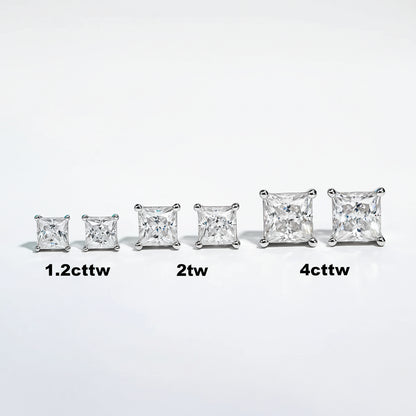 Boucles D'oreilles Princesse Moissanite D Color VVS1 - Andrea