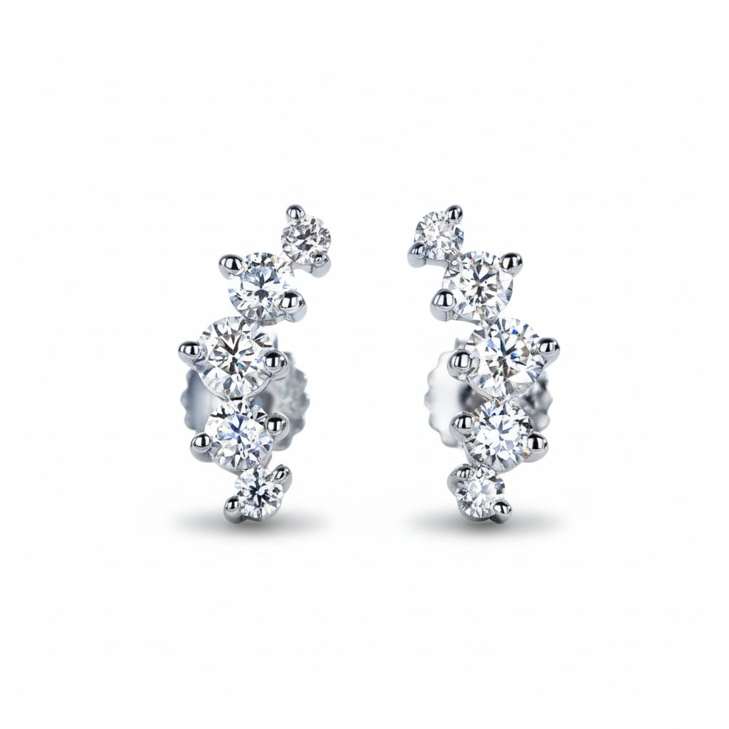 Boucles D'oreilles Grimpantes Moissanite D Color VVS1 - Flora