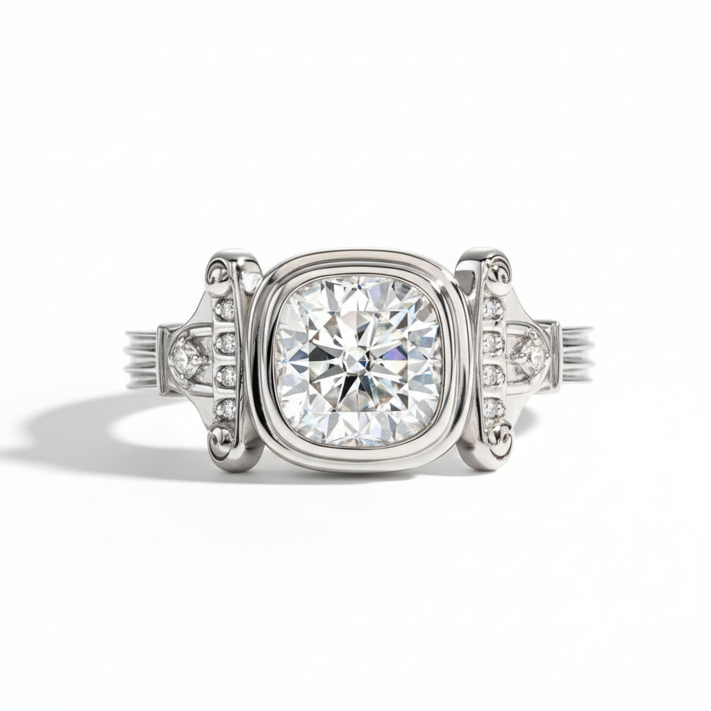 Bague Mariage Homme Moissanite D Color VVS1 - Pierre